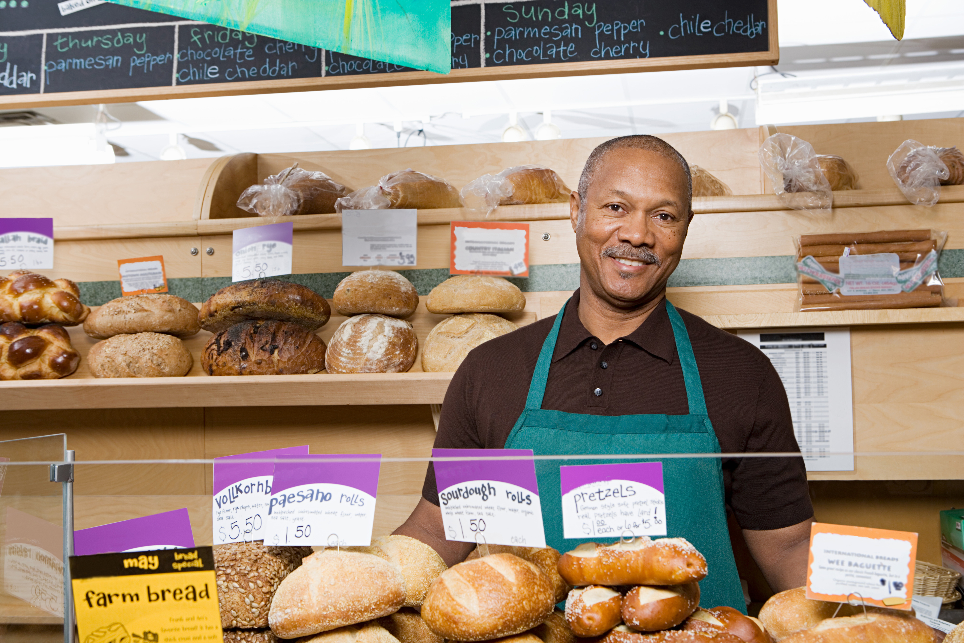 Man working at a bakery