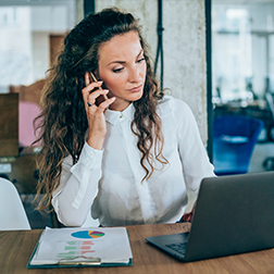 Business owner on phone