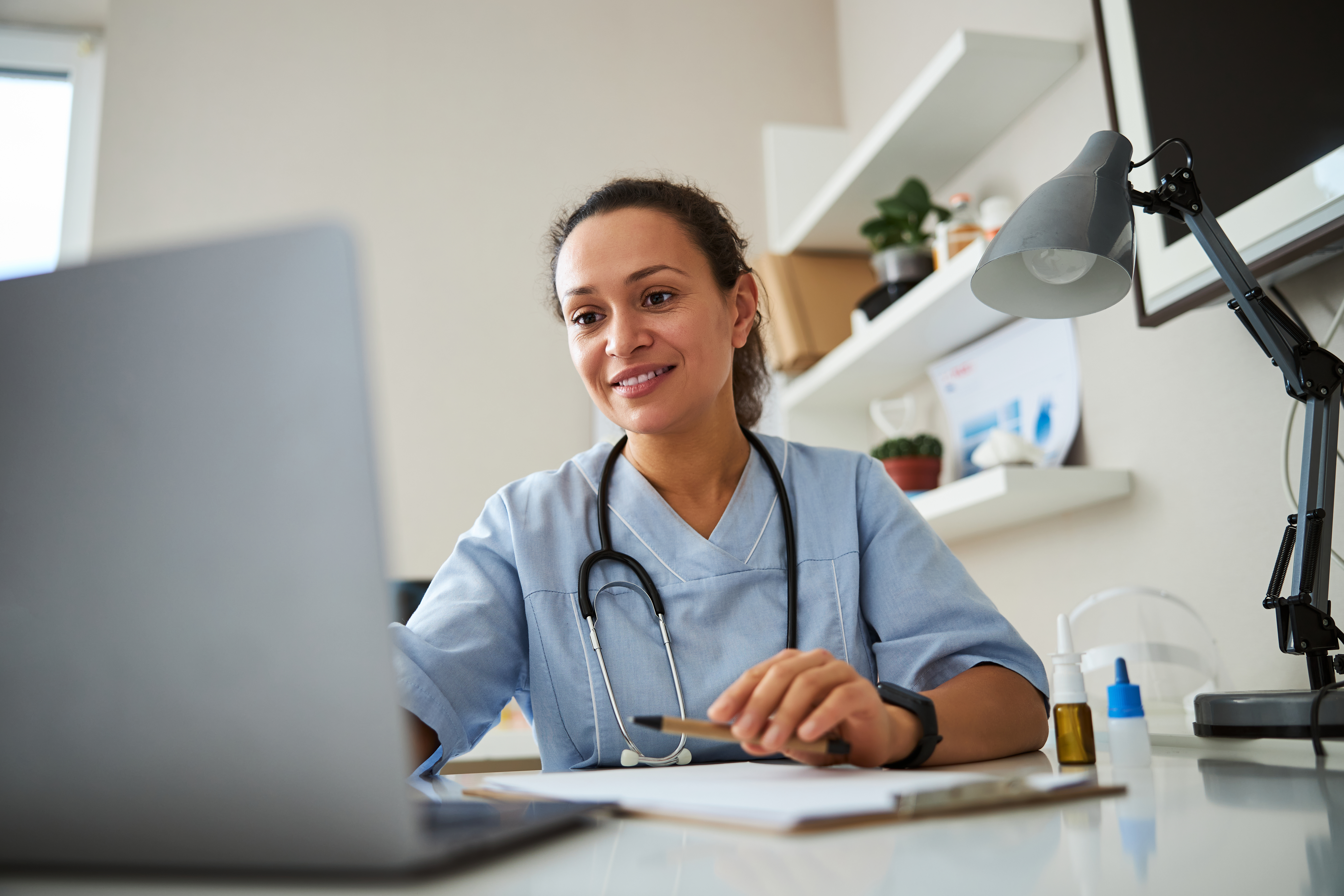Doctor lady happy to be insured