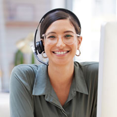 Smiling women with headset on