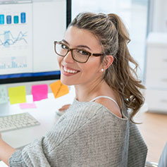 Woman working on computer