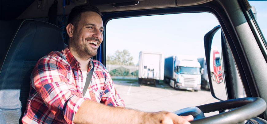 Happy commercial truck driver